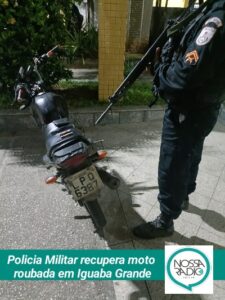 Leia mais sobre o artigo Policia Militar recupera moto  roubada em Iguaba Grande