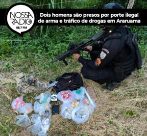 Leia mais sobre o artigo Dois homens são presos por porte ilegal de arma e tráfico de drogas em Araruama